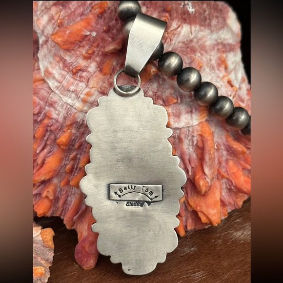 Navajo Betty Tom multistone statement sterling silver pendant - Picture 4 of 5
